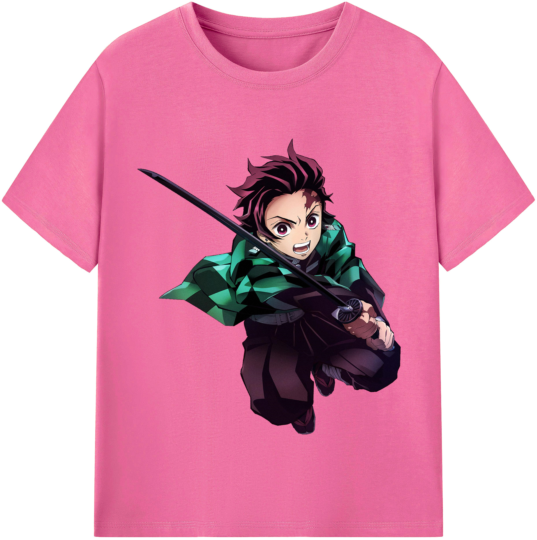 （画像用） 鬼滅の刃 竈門 炭治郎／かまど たんじろう Kamado Tanjirou レディースカジュアルプリントTシャツ（綿100％）